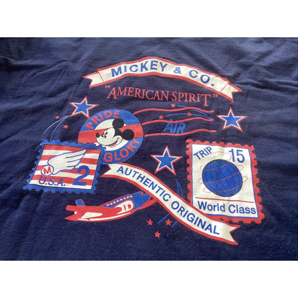 Mickey & Co. American Spirit Vintage Single Stitch Disney Navy T-Shirt Sz XL